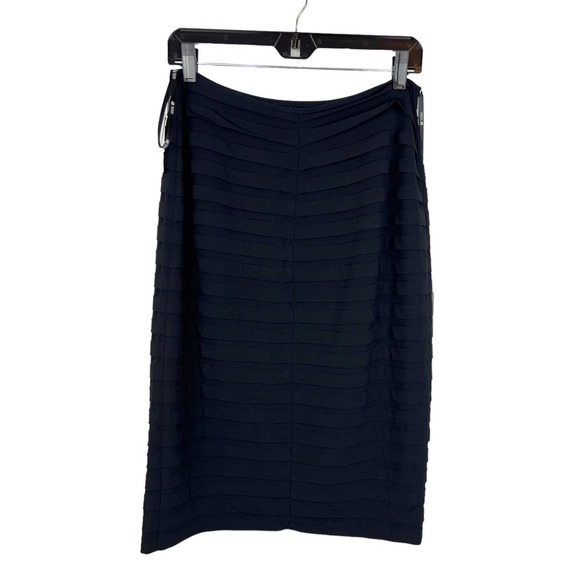 NEW Tadashi Collection Black Tiered Midi Skirt L Pencil Straight Cocktail Large - Picture 2 of 12